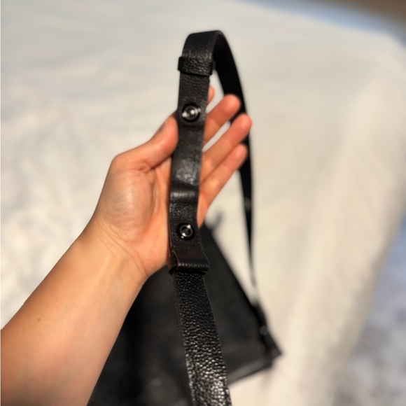 Rebecca Minkoff Megan Black Bucket Bag | Edgy Leather Crossbody Bag - Picture 4 of 8